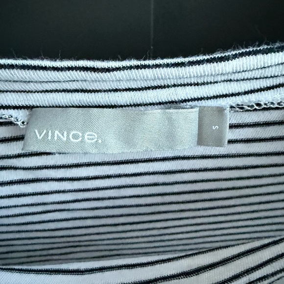 Vince Boatneck Black & White Classic Cotton Striped Tee • S - Picture 3 of 4